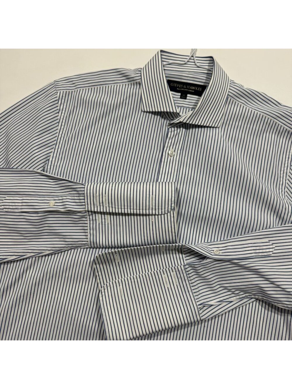 Gieves & Hawkes Savile Row Long Sleeve French Cuff Stripe Dress Shirt 41 / 16